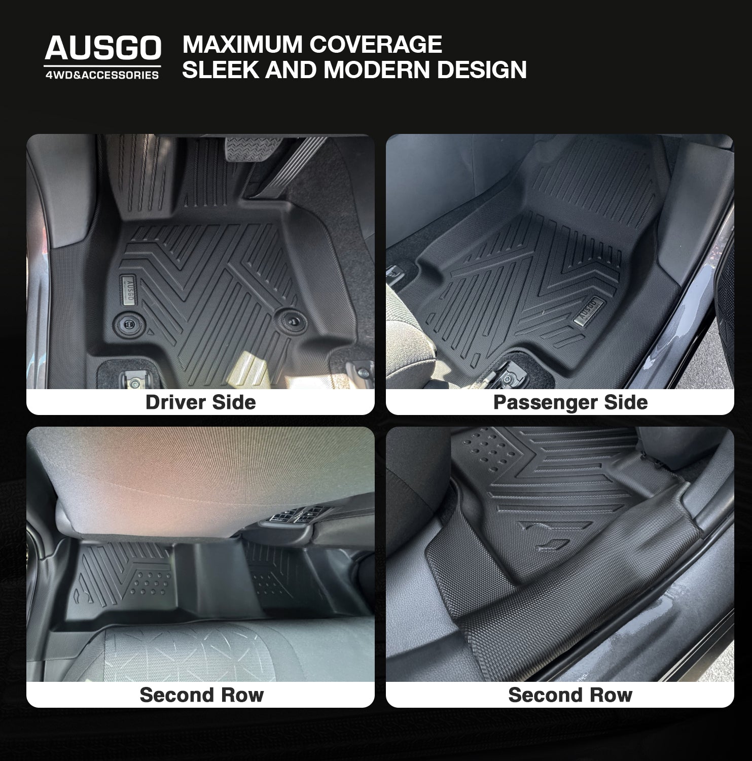 Ausgo 4WD USA Waterproof TPE Car Mats for Toyota RAV4 2019-2025
