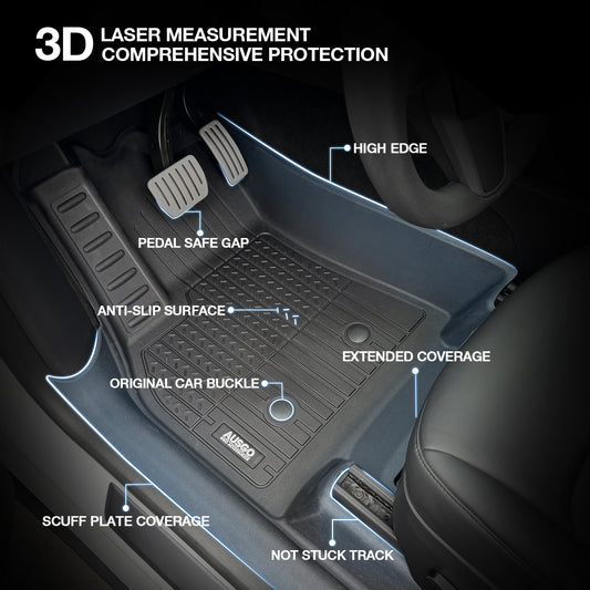 Ausgo 4WD USA Full Coverage TPE Floor Mats for Tesla Model Y 2022-2025