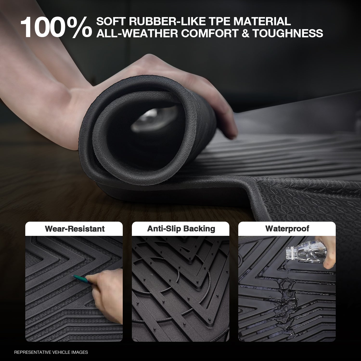 Ausgo 4WD USA Full Coverage TPE Floor Mats for Tesla Model Y 2022-2025