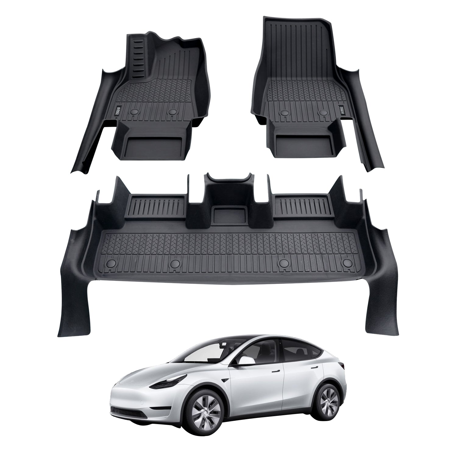 Ausgo 4WD USA Full Coverage TPE Floor Mats for Tesla Model Y 2022-2025